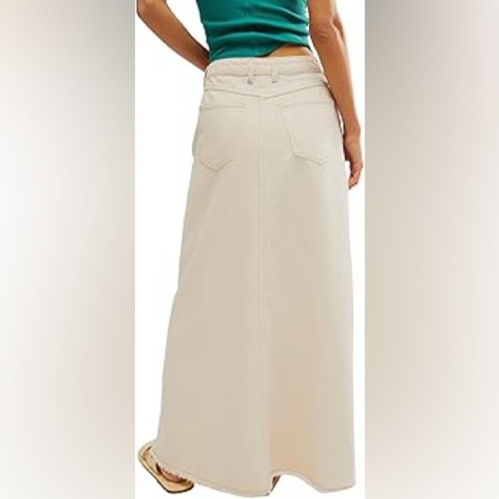 Free People We The Free Women's Come As You Are Denim Maxi Skirt Size 2 - Picture 7 of 12